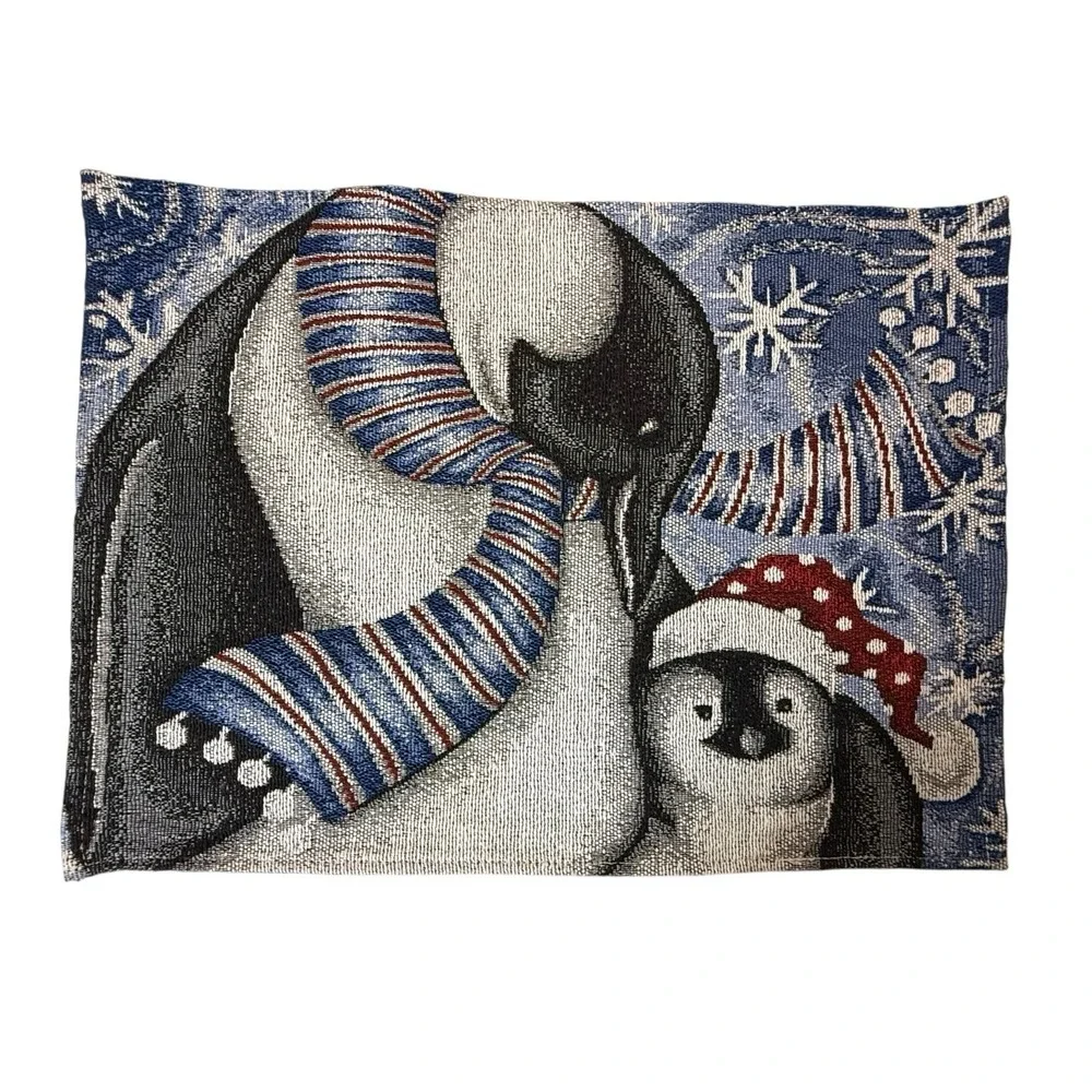 Penguins‎ Winter Blue Tapestry Placemats Set of 4 Christmas